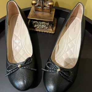 3/$25 or $15 Cole Haan Black Cap Toe Wedge with Bow Embellishment